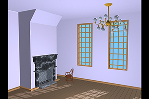 3-D room lit for daylight